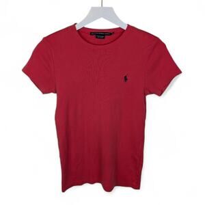 RALPH LAUREN SPORT Hot Coral Pink Stretch Tiny Tee T-shirt 100% Cotton - Medium